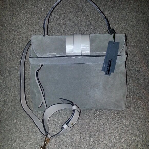 GIANNI CHIARINI-ALMOND/CLAY SUEDE & LEATHER-CIRCLE BAG-SHOULDER/HAND-NEW W/TAGS - Picture 4 of 10